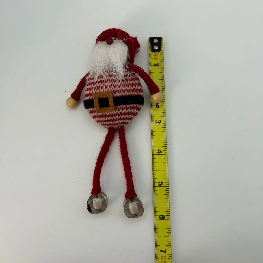 Set of 3 Shelf Sitting Swedish Christmas‎ Gnomes Knit Hanging Legs Beaded Feet
